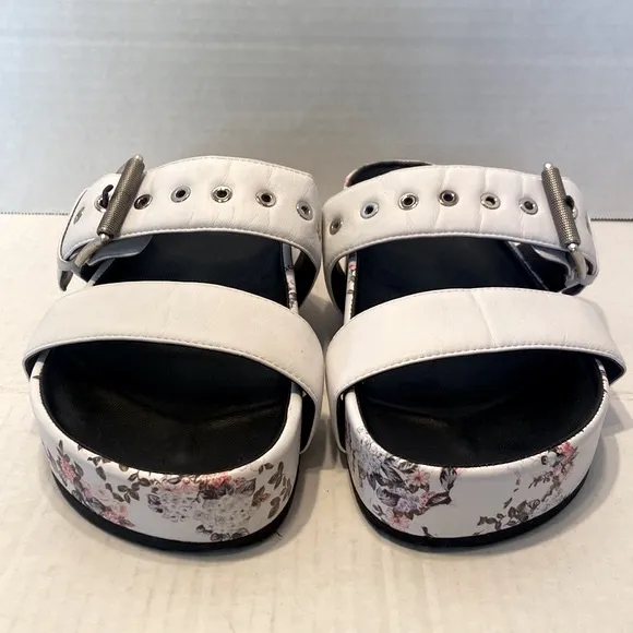 Rag &amp; Bone New York Slip On White Floral Platform Sandals Size 40