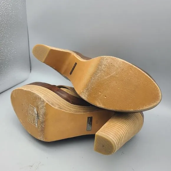 Rag &amp; Bone Sandals Sloane Tan Nubuck Leather Platform Heel Slingback Sz 10 40