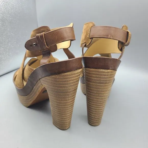 Rag &amp; Bone Sandals Sloane Tan Nubuck Leather Platform Heel Slingback Sz 10 40