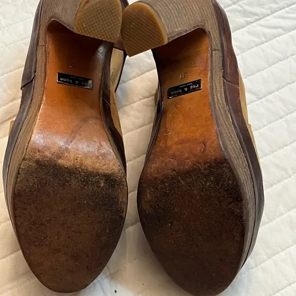Rag &amp; Bone Sandals Sloane Tan Nubuck Leather Platform Heel Slingback