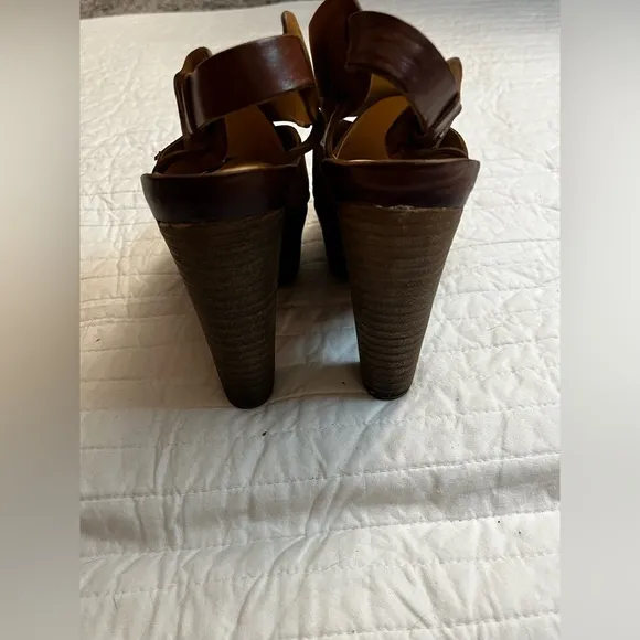 Rag &amp; Bone Sandals Sloane Tan Nubuck Leather Platform Heel Slingback