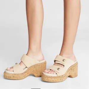RAG &amp; BONE Stone Beige suede SOMMER cork platform sandals size 39.5/9.5US..