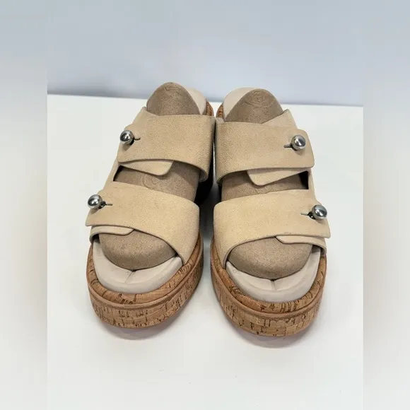 RAG &amp; BONE Stone Beige suede SOMMER cork platform sandals size 39.5/9.5US..