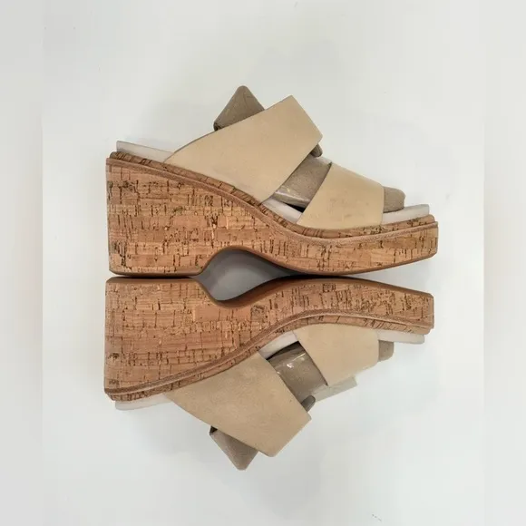 RAG &amp; BONE Stone Beige suede SOMMER cork platform sandals size 39.5/9.5US..
