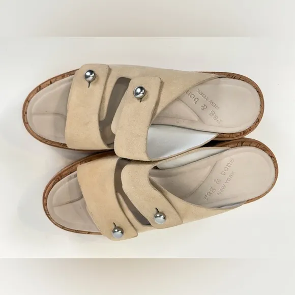 RAG &amp; BONE Stone Beige suede SOMMER cork platform sandals size 39.5/9.5US..