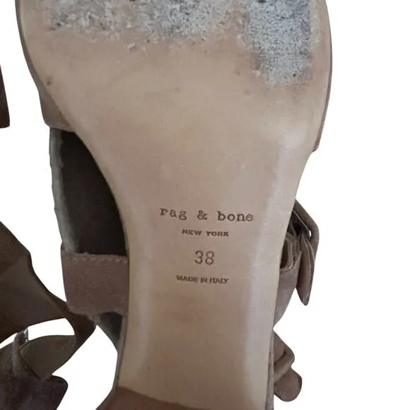 RAG &amp; BONE Women’s Suede Open Toe Matteo Sandal Block Heel B Size 7.5 US 38 EU