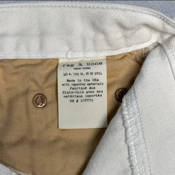 Rag &amp; Bone Women’s White Denim Asymmetrical Frayed Hem Mini Skirt - Size 26