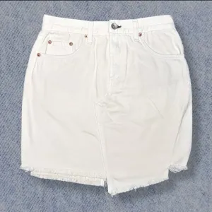 Rag &amp; Bone Women’s White Denim Asymmetrical Frayed Hem Mini Skirt - Size 26