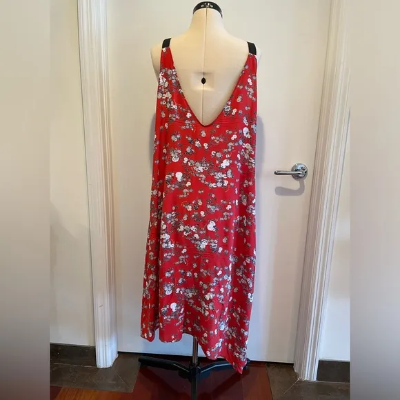 Rag &amp; Bone Zoe V-Neck Sleeveless Zoe Floral-Print Silk Dress Size L