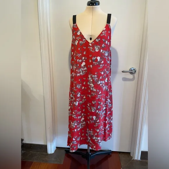 Rag &amp; Bone Zoe V-Neck Sleeveless Zoe Floral-Print Silk Dress Size L