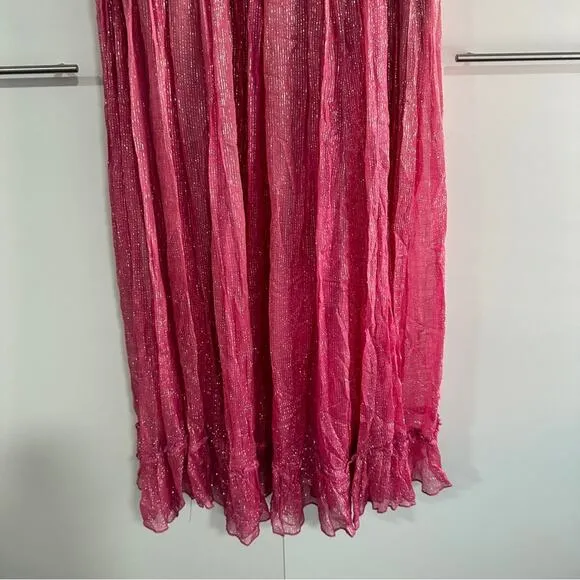 Raga Size S Zella Lurex Maxi Skirt NWT Boho Indie Pink Silver Metallic Gypsy New