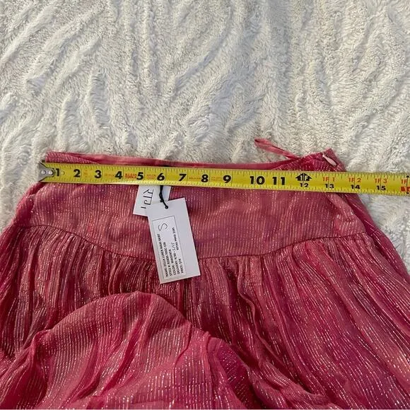 Raga Size S Zella Lurex Maxi Skirt NWT Boho Indie Pink Silver Metallic Gypsy New