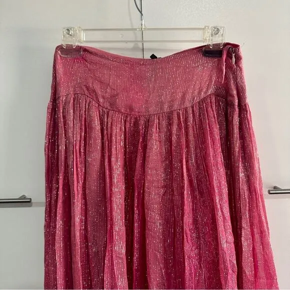 Raga Size S Zella Lurex Maxi Skirt NWT Boho Indie Pink Silver Metallic Gypsy New