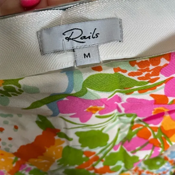 Rails Lara Multicolor “Day Garden” Ruched Mini Skirt Sz medRuffled Flouncy