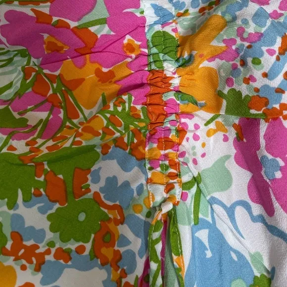 Rails Lara Multicolor “Day Garden” Ruched Mini Skirt Sz medRuffled Flouncy