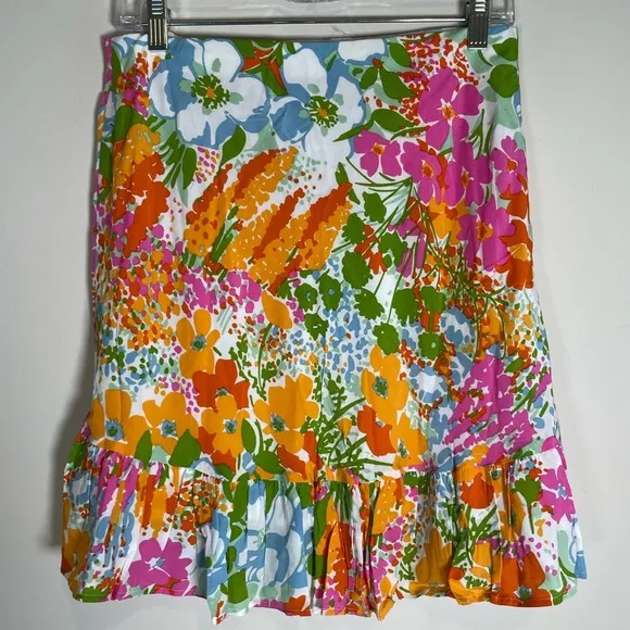 Rails Lara Multicolor “Day Garden” Ruched Mini Skirt Sz medRuffled Flouncy