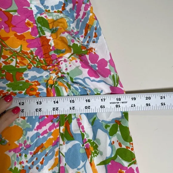 Rails Lara Multicolor “Day Garden” Ruched Mini Skirt Sz medRuffled Flouncy