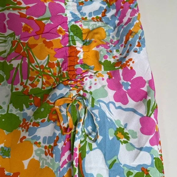 Rails Lara Multicolor “Day Garden” Ruched Mini Skirt Sz medRuffled Flouncy