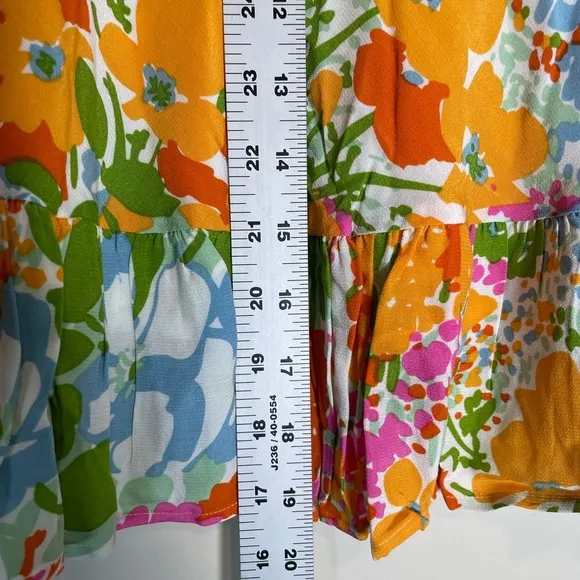 Rails Lara Multicolor “Day Garden” Ruched Mini Skirt Sz medRuffled Flouncy