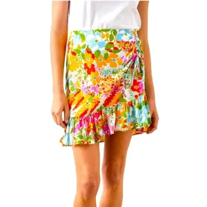 Rails Lara Multicolor “Day Garden” Ruched Mini Skirt Sz medRuffled Flouncy