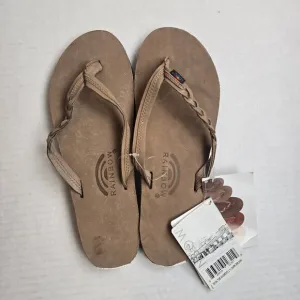 Rainbow Flirty Braidy Leather Sandals Size Womens Ladies 11 Dark Brown Flip Flop