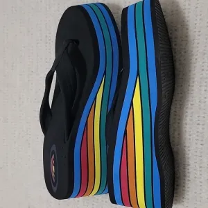 Rainbow platform wedge sandals