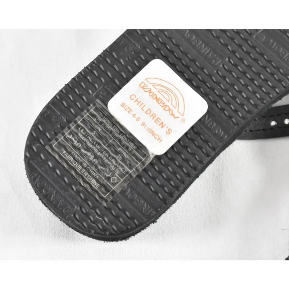 Rainbow Thin Strap Sandals Swarovski Crystals Premier Black Kids 4-5