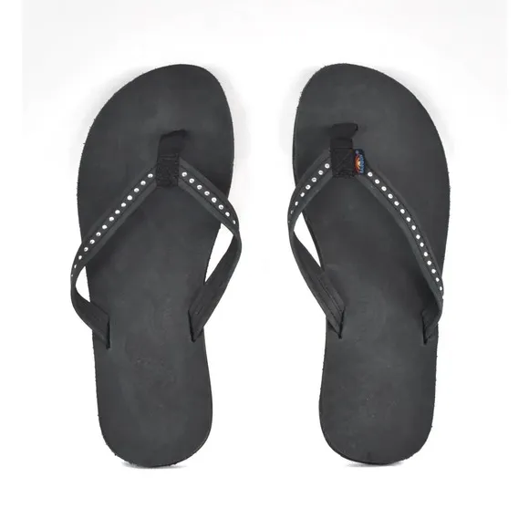 Rainbow Thin Strap Sandals Swarovski Crystals Premier Black Kids 4-5