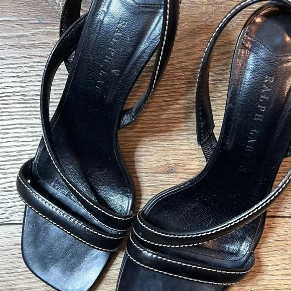 Ralph Lauren Black Leather Sandals Size 7B