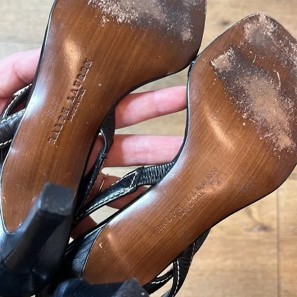 Ralph Lauren Black Leather Sandals Size 7B