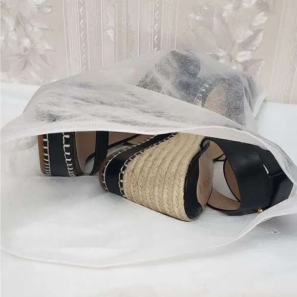 Ralph Lauren Hilarie Leather Espadrilles Sandals Size 10 New