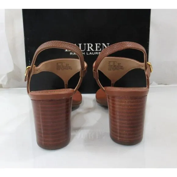 Ralph Lauren Westcott Adjustable Slingback T-Strap Thong Sandals Tan Size 7.5