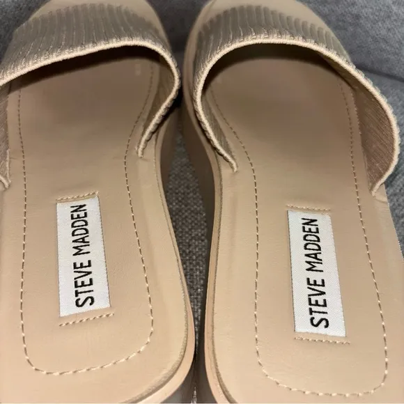RARE Steve Madden Balanced Natural‎ Wedge Platform Slide Sandals Women’s Size 7