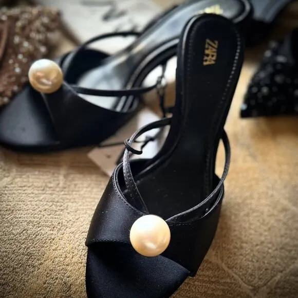 RARE!!! ZARA Satin Effect Heels NWT