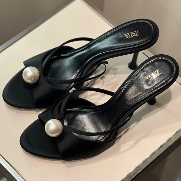 RARE!!! ZARA Satin Effect Heels NWT