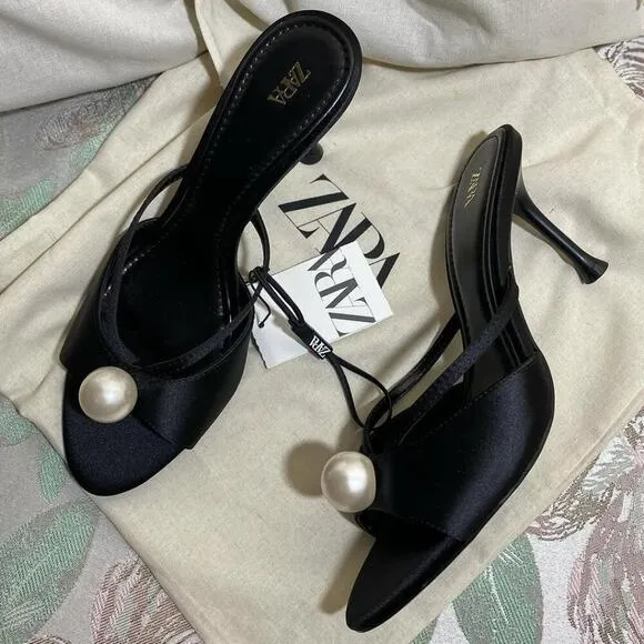 RARE!!! ZARA Satin Effect Heels NWT