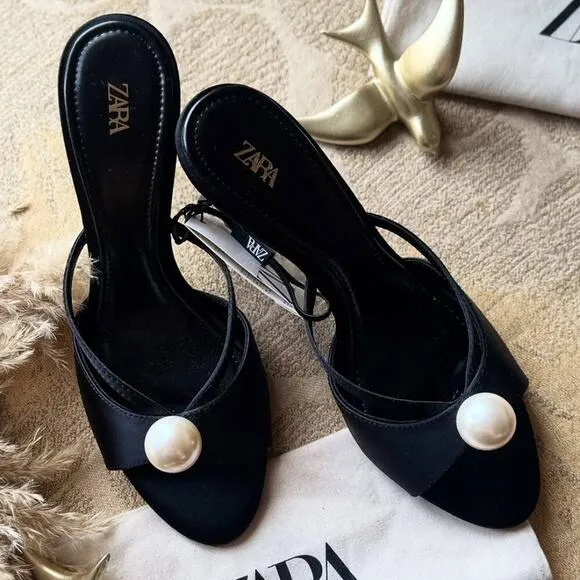 RARE!!! ZARA Satin Effect Heels NWT