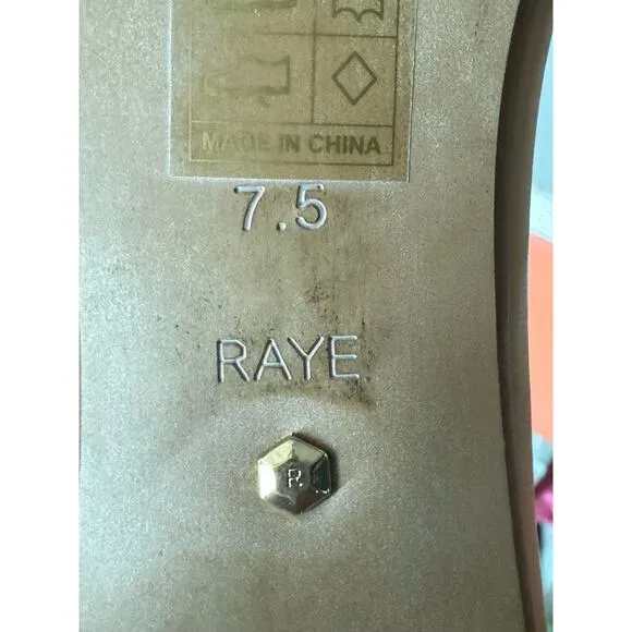 RAYE Blake Stiletto 4' Heel in Nude ankle strap and buckle open toes size 7.5