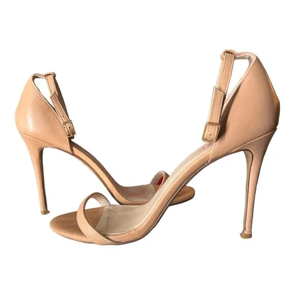 RAYE Blake Stiletto 4' Heel in Nude ankle strap and buckle open toes size 7.5