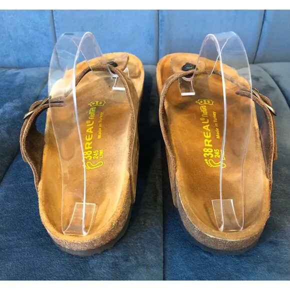 Real Natura Brown Leather Anatomic Thong Sandals Unisex: Ladies 7 - Men's 5