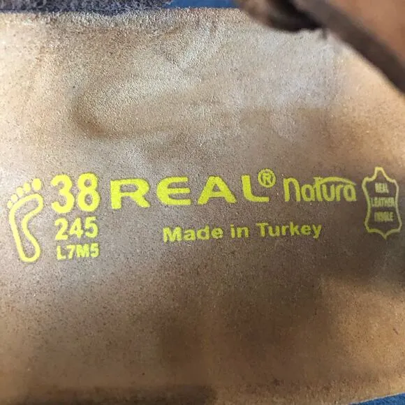 Real Natura Brown Leather Anatomic Thong Sandals Unisex: Ladies 7 - Men's 5