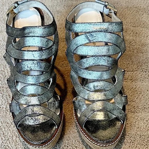 🪙Rebecca Minkoff Metallic Wedge Sandals - Size 9 - Worn Once🪙