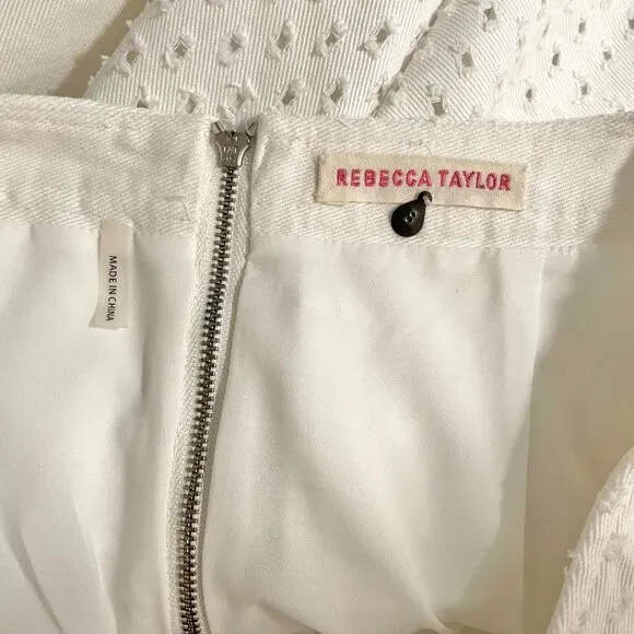 Rebecca Taylor punched denim white mini skirt