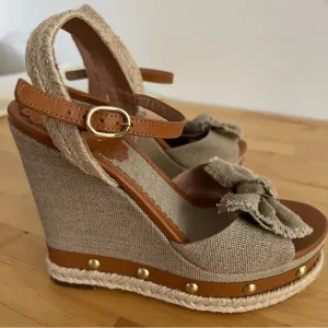 Red Valentino Knotted Bow Espadrille Wedge Sandals, 38.5
