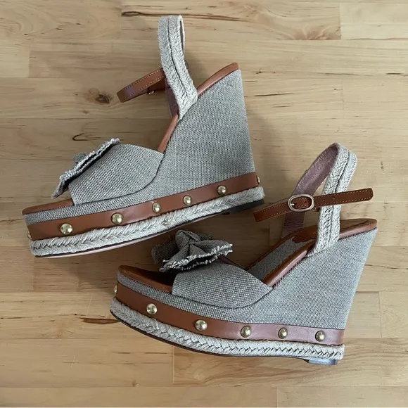Red Valentino Knotted Bow Espadrille Wedge Sandals, 38.5