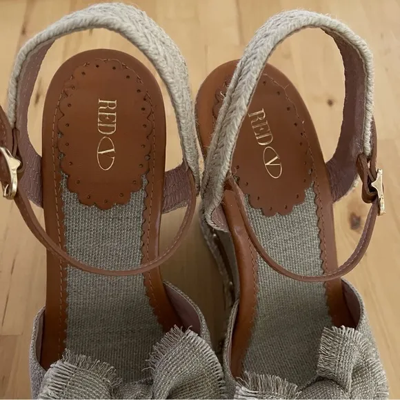 Red Valentino Knotted Bow Espadrille Wedge Sandals, 38.5