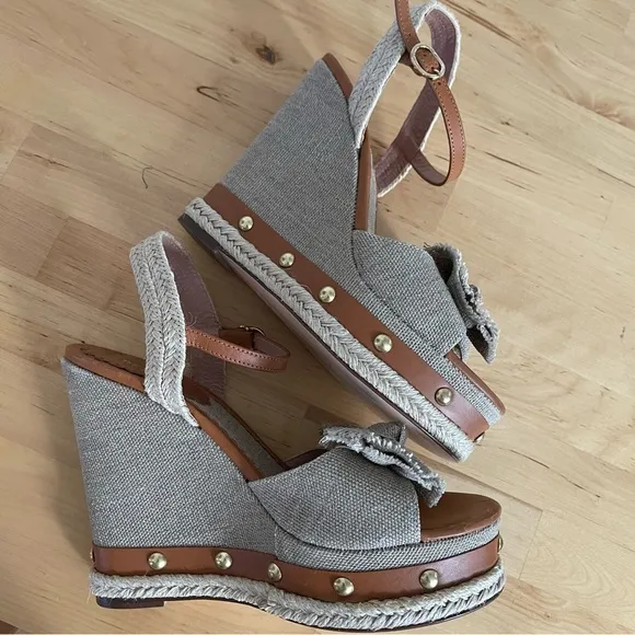 Red Valentino Knotted Bow Espadrille Wedge Sandals, 38.5