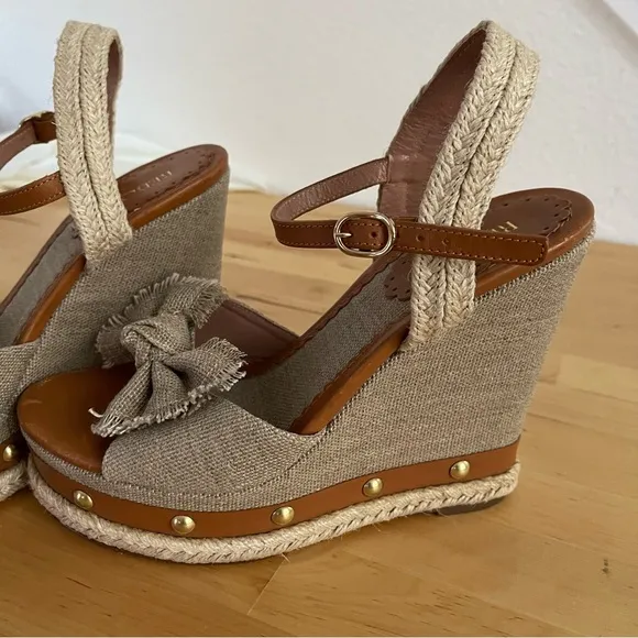 Red Valentino Knotted Bow Espadrille Wedge Sandals, 38.5