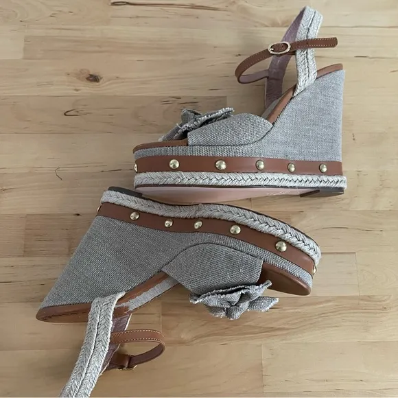 Red Valentino Knotted Bow Espadrille Wedge Sandals, 38.5