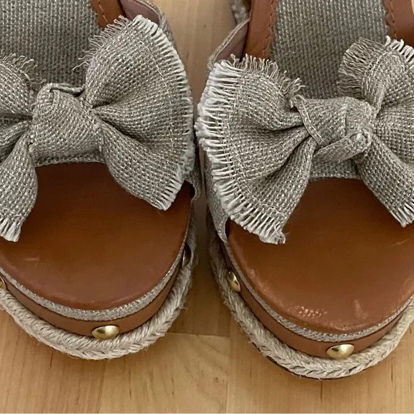 Red Valentino Knotted Bow Espadrille Wedge Sandals, 38.5